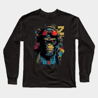 Anime Cyber Ape (Sci-Fi Ape Vintage Retro Future Design Cyberpunk Space Ape) Long Sleeve T-Shirt